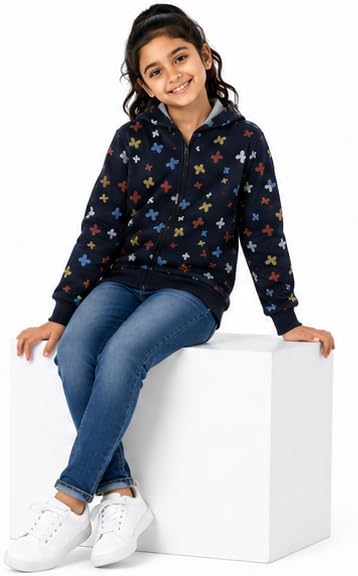 Image of T2F Girls Cotton Hooded Neck Sweatshirt