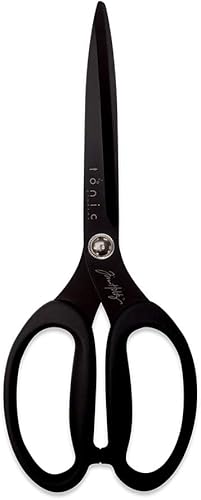 Miniatura 8 de Tim Holtz Tijeras multiusos, tijeras de titanio de 9.5 pulgadas con borde de hoja micro dentada, herramienta de manualidades antiadherente para