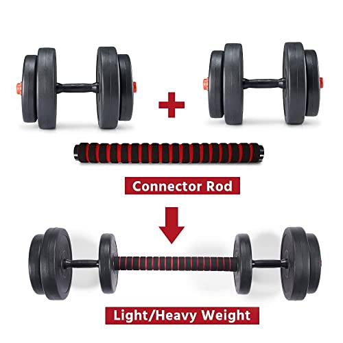 Image of Bodyfit 3 in 1 Convertible Dumbbells Set Home Gym Set with Weight Plates + one Extension Barbell, 2x14inch Star nut Adjustable D. Rods, Home Exercise Set, (8Kg Weight Plates(2kgx4))