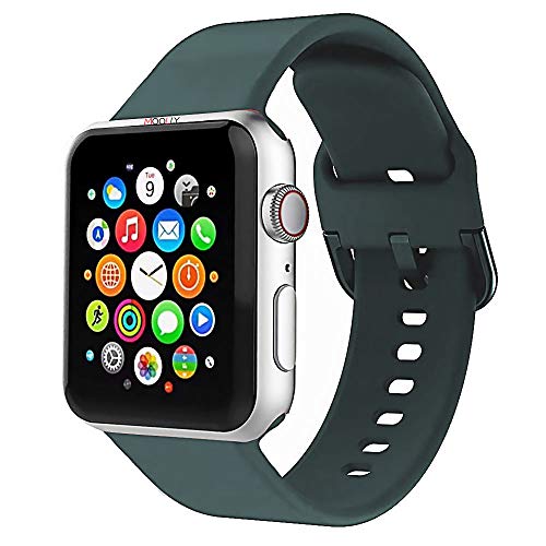 MOOLLY for Watch Band 42mm 44mm, Soft Silicone Watch Strap Replacement Sport Band Compatible with Watch Band Series 5 Series 4 Series 3 Series 2 Series 1 Sport & Edition (42mm 44mm M/L, Olive Green)