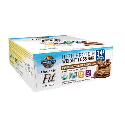 High Protein Bars for Weight Loss - Garden of Life Organic Fit Bar - Peanut Butter Chocolate (12 per carton) - Burn Fat, Satisfy Hunger and Fight Cravings, Low Sugar Plant Protein Bar with Fiber