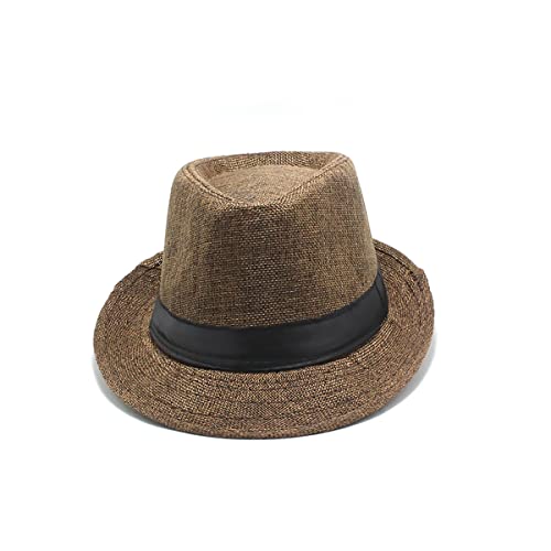 Chapéu Panama Retrô Jazz Masculino e Feminino de primavera e verão (Marrom)