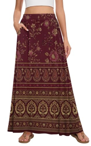 Image of Womens Maxi Skirt Long Flowy Summer A-Line High Waist Skirts