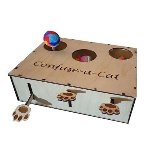 usefulbeauty Caja de Caza de Gato, Juguete de caja de caza de gatos - Confundir un juguete de caja de gato | Caja de caza de madera para gatos, Puzzle de juguete para enriquecimiento, juego