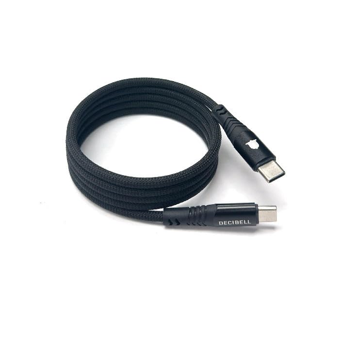 DECIBELL USB TYPE C to TYPE C マグネット 充電ケーブル 3A急速充電 高速データ転送 磁石内蔵 絡まり防止 持ち運び便利 収納簡単 高耐久 ナイロン編み 1メートル ブラック