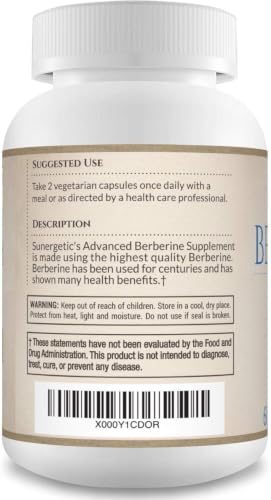 Image of Sunergetic Premium Berberine Supplement - 1200mg Per Serving - Berberine HCL Supplement Non-GMO - Immune Support- 60 Capsules