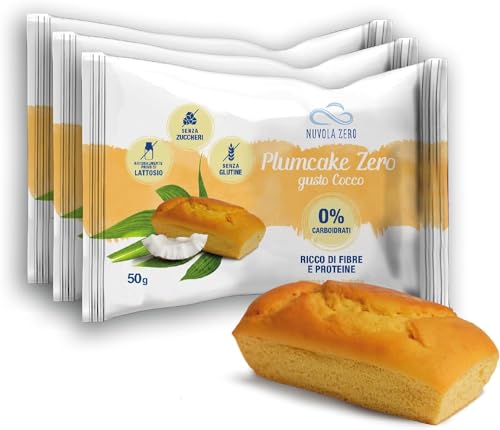 #rémunéré #Amazon<br>Nuvola Zero - Plumcake Zero Au Coco Sans Glucides Collations Sans Lactose Sans Sucre Sans Gluten Riche en Fibres Paquet de 3 Fabriqué en Italie