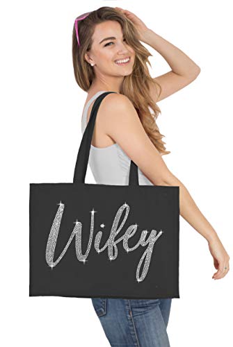 Bolsa Tote RhinestoneSash Wifey Brillante XL miniatura 6
