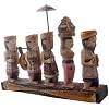 NOVICA Artisan Handmade Wood Statuette Hand Carved Balinese Ceremonial Wood Statuette Multicolor Indonesia Cultural People and Portraits [9in H x 17.25in W x 3.1in D 7.5in H x 2in W x 1.6in D 9in H x