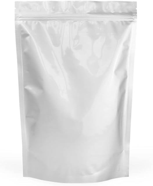 Evergreen Goods 50Pcs Aluminium Foil Food Storage Packaging Pouch Bags | Reusable, Zip-Lock, Self Stand-Up, Heat-Sealable with Tear Notch | Tea, Coffee Beans, Nuts | 210x310mm (8.3x12.2 inches)
