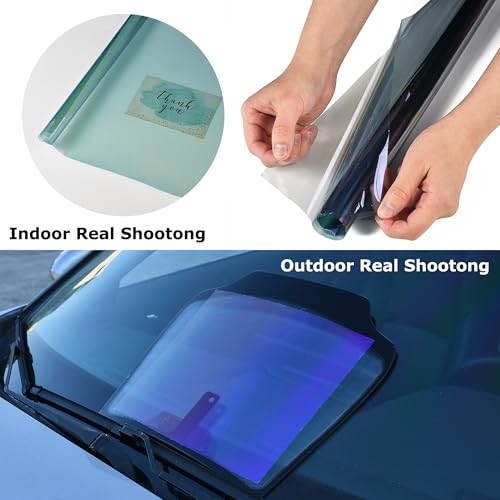 AuMoHall Charming Purple Blue Colorful Car Chameleon Windshield Tint Film 73.8% VLT Car Front Window Solar Protection Tint Color Change Window Film, 19.68" x 118.11"