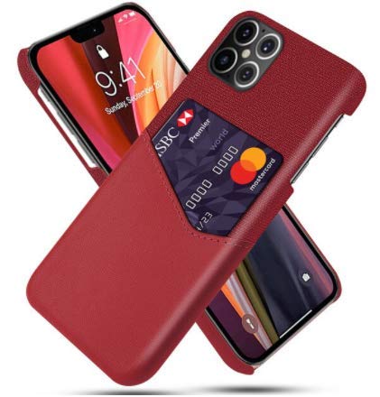 TopgadgetsUK Funda para iPhone 11 2019, funda delgada de cuero de lujo antihuellas de lujo con ranura para tarjeta de crédito para iPhone 11 (rojo) Cover