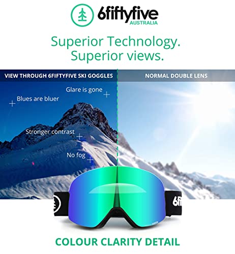 6Fiftyfive - Ski Goggles Men And Women - Frameless, Full Revo Coating, Anti Fog, Magnetic Quick Change Lens, 100% Uv400, Otg - Ski, Snowmobile And Snowboard #TOP2