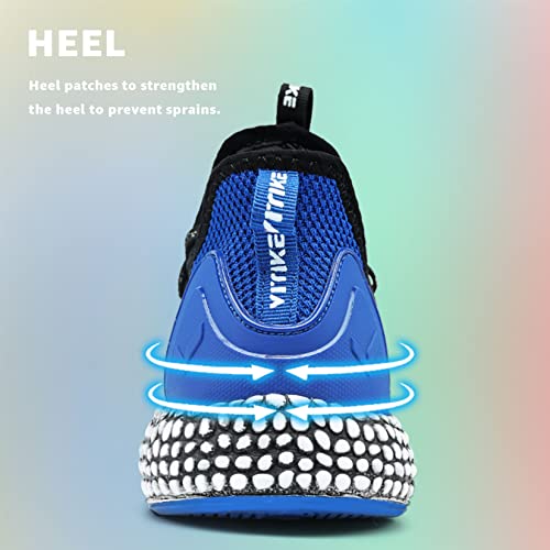 WETIKE Mesh Slip On Lightweight Athletic Shoes, Black Blue Size 7 Big Kid
