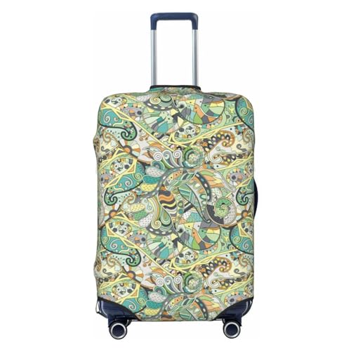 Travel Luggage Cover Protector - Green Paisley Anti-Scratch Suitcase Covers Fits 18-32 Inch Luggage