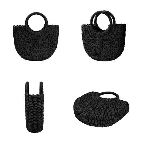 Image of Womens Straw Beach Bag Woven Crossbody Shoulder Bags Top Handle Satchel Handbag Purse for Summer