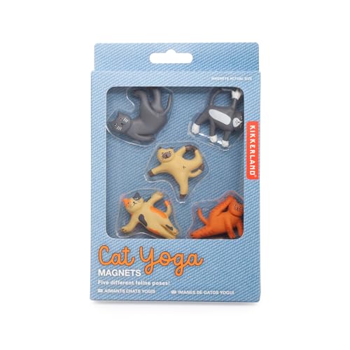 Set de cinco iman Kikkerland gato yoga decorativo miniatura 5