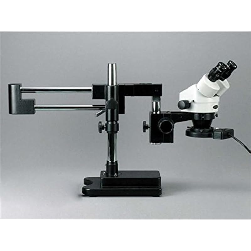 AmScope SM-4BZ-FRL-B profesional binocular zoom microscopio estéreo, WH10 X Oculares, 3,5 x -90 X Zoom de Ampliación, 0.7 x -4.5 X lente, 8 W Fluorescente Anillo Color de luz, color negro double-arm Boom Soporte, 110 V-120 V, incluye 0,5 x y 2.0 x Lente Barlow 🥇✔️ ® A Pedido 🏆™
