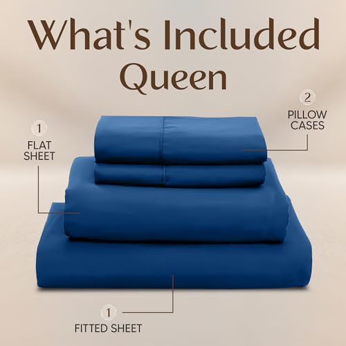Image of Utopia Bedding Queen Size Sheet Set - 4 Piece Bed Sheets, Soft and Breathable Microfiber, Includes 1 Fitted Sheet, 1 Flat Sheet and 2 Pillowcases - Oeko Tex (Dusk Blue)