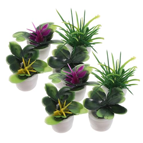 KONTONTY Plante Miniature en Pot pour Maison De Poupée, Mini-bonsaï Décoratif Compact, Lot De 8 Pièces, Verdure Artificielle, Micro-modèle D'intérieur pour Décoration Minutieuse