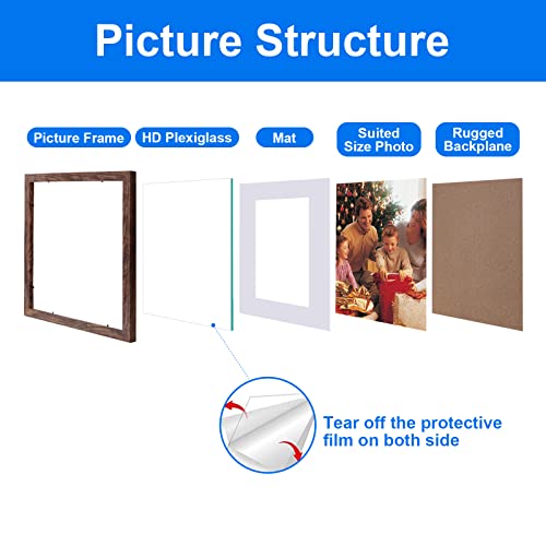 Ziranling 8X8 Picture Frame Rustic Brown Wood Set Of 6,Display Pictures 5X5 With Mat Or 8X8 Without Mat,Multi Photo Frames Collage For Wall #TOP5