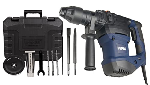 FERM Bohrhammer 1500W - Seiten-Handgriff - Bohren, Hammerbohren und Meißeln - Inkl. 3x SDS Plus Bohrköpfen und 2x SDS Plus Werkzeugköpfen – Bild 6