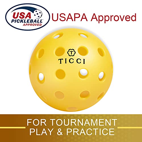 Ticci Usapa 40 Holes Outdoor Pickleballs Usa Pickleball Approved Ball Yellow 15 Pack #TOP2