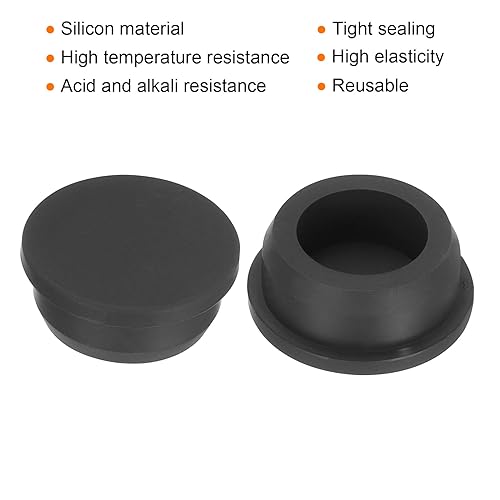 Image of UXCELL High Temp Silicone T-Shaped Mount Plugs, Dia 33mm /1.29 inch, Black, Pack of 2 (OD 38mm) - Waterproof, Sealing Plugs for Powder Coating & Plating
