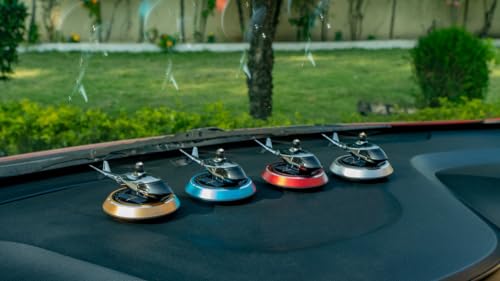 Car Accessories Interior Solar Car Perfumes And Fresheners For Dashboard | Solar Helicopter Car Air Freshener (Golden), Pod, Pack Of 1