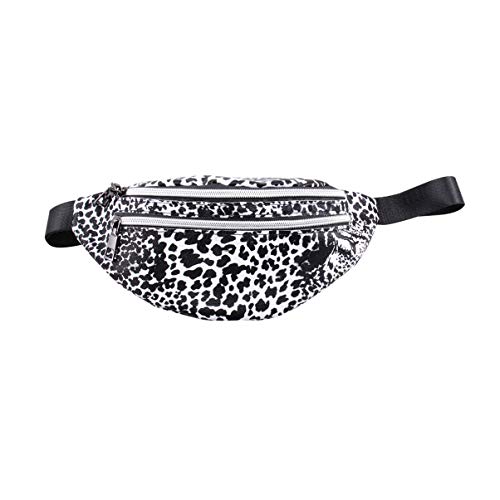 Tendycoco - Riñonera para mujer, diseño de leopardo, color blanco y negro