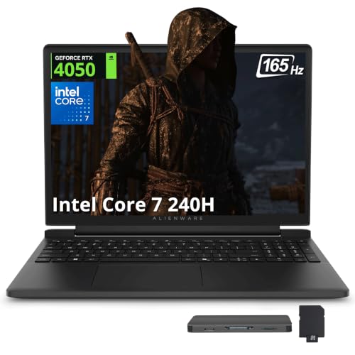 Image of Dell Alienware 15 15.3 inch WUXGA 165Hz Gaming Laptop, Intel Core 7-240H, NVIDIA GeForce RTX 4050, 64GB DDR5, 5TB Storage (4TB SSD+1TB Docking Station Set), Backlit Keyboard, Wi-Fi 6, Win 11, Black