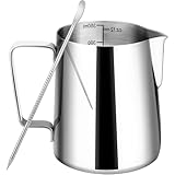 Milchaufschäumkrüge,12oz Milchschäumer Pitcher with Measurements Inside, 304 milchkännchen edelstahl für Cappuccino und Latté
