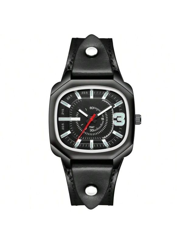 Watchstar Black Colour Sqaure Dial Genuine Pure Leather Strap Unique Design Analog Watch for Mens (Black) (B0D78NMW3K) Amazon Price History, Amazon Price Tracker