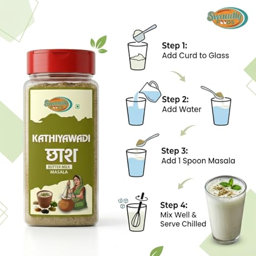 Image of Chaas Masala | Buttermilk Masala Powder for Digestion | Traditional Kathiyawadi Natural Cumin-Mint Blend for Summer Drink | Chach Masala for Home & Restaurant - 150g Pack