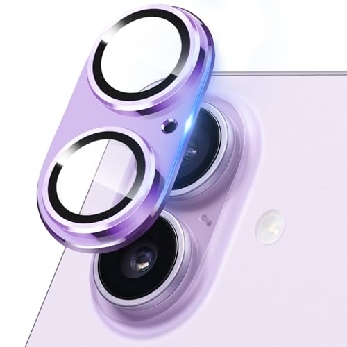 Hsefo Compatible with iphone 17 Camera Lens Protector, Metal 9H Tempered Glass Anti Scratch Full Protective Len Cover, Purple