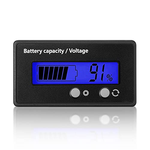 DC 12V 24V 36V 48V 72V Battery Monitor LCD Digital Battery Meter with Alarm, Front Setting and Switch Key, Battery Capacity Voltage Indicator Battery Gauge Monitors