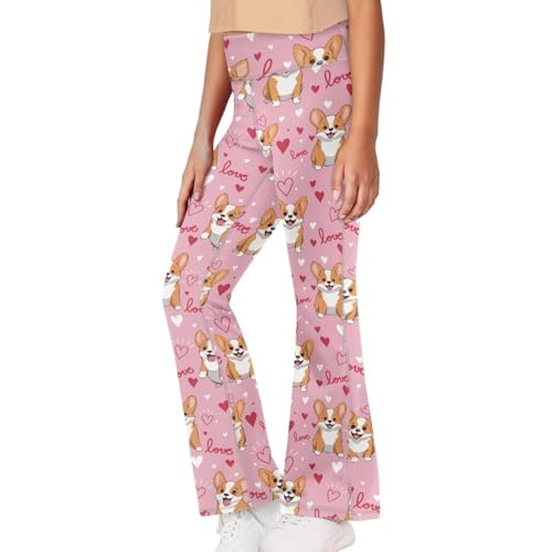 Dolyues Cute Animal Theme Yoga Pants for Girls 5-14 Years Soft Girls' Activewear Leggings with Wide Legs Desgin