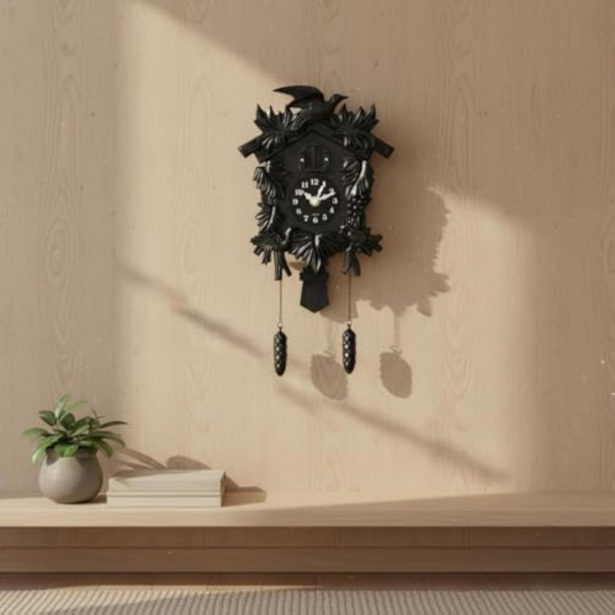 Hourly Chime ABS Cuckoo Timepiece, Black