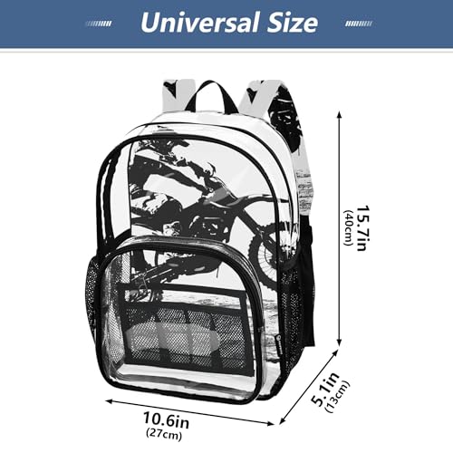 Motocross Vintage Motorcycle Clear Backpack PVC Transparent School Backpack Lightweight Student Book Bags Capacity Clear Bag4