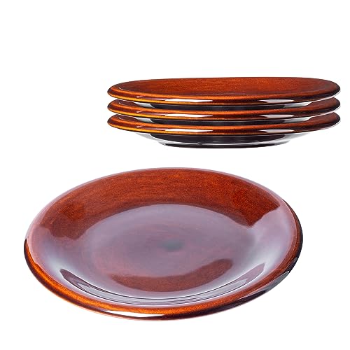 KADAX Piatti piani in argilla con strato di ceramica, piatti piani lavabili in lavastoviglie, piatti piani piatti, piatti da portata per colazione, torte, dessert (piccoli, 4 pezzi)