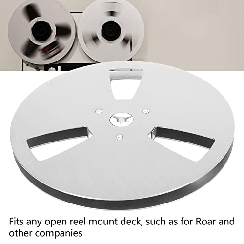 1/4 x 7 Empty Take Up Reel to Reel Tape Hub, 3 Holes Nab Open Reel Audio Aluminum Alloy 7 inch Empty Tape Reel, Tape Reel Empty Disc Opening Machine Parts (Silver) - Thumbnail 2