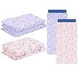 CroBlissful 2 Pcs Unicorn Nap Mat Cover for Girls Boys Sewn in Flap Design Pink Purple Pastel Sleeping Kids Nap Mat Covers Soft Microfiber Cot Sheet for Toddler Daycare Preschool Kindergarten(Medium)
