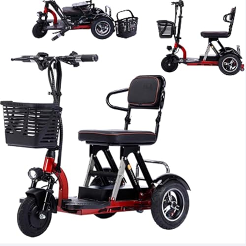Seniorenmobil Dreirad Elektromobil Klappbar Faltbar Leichter Reisemobilitätsroller Elektro Dreirad Fahrrad Scooter für Erwachsene Senioren Mobilitätsroller mit Korb