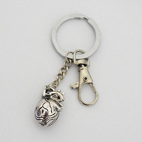 Preisvergleich Produktbild Anatomisches Herz Schlüsselanhänger Antik Silber Anatomisches Herz Schlüsselanhänger