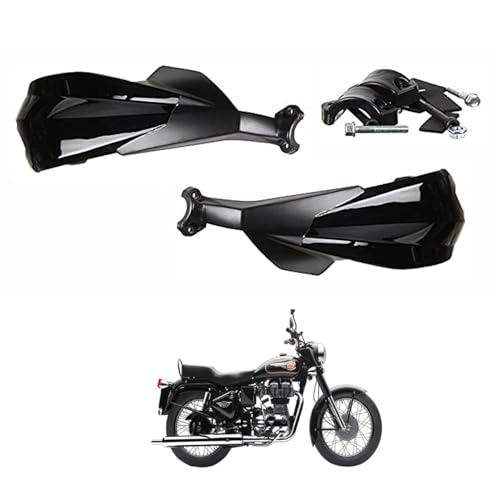 Image of Universal Black Motorcycle Handguards - Hand Protectors Wind Deflectors for 7 /8 inch Handlebars, Impact-Resistant Bike Hand Guards (Pack of 2) R-oyal-Enfie-ld-Bu-llet-350