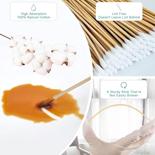 500 PCS Long Cotton Swabs, 6 Inch Cotton Swabs with Wooden Sticks for Beauty Enthusiasts, Electronics Owners, Hobbyists & Crafters, Pet & Baby Care, General Household