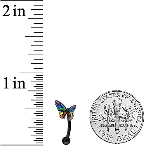 Body-Candy-Womens-14G-Black-PVD-Steel-Eyebrow-Piercing-Rainbow-Pride-Butterfly-Eyebrow
