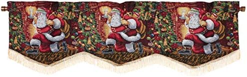 Violet Linen Decorative Christmas Santa Claus Design Tapestry 60" X 15" Window Valance