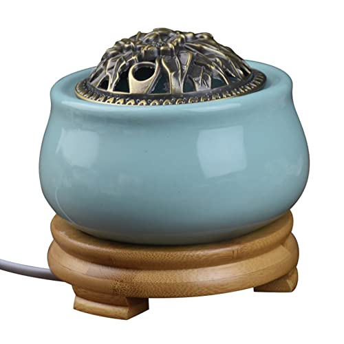 GZPFDQ Brûleur d'encens électrique céramique chronométrée, Diffuseurs d'huile parfumés à la température réglable, Bougies Bois d'agar à résine d'encens parfumé encensoir, Home/Bureau/Bar Porte-encens Cover