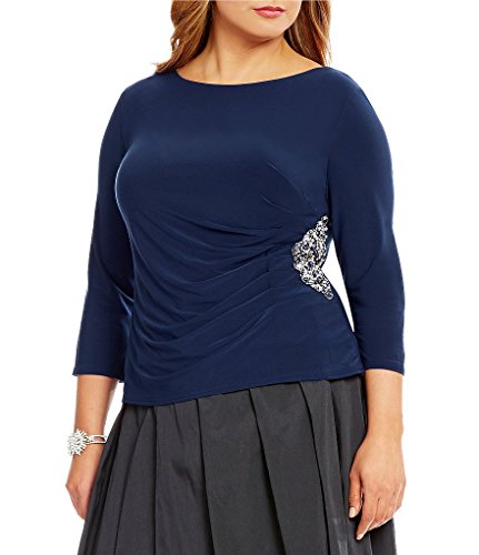 Alex Evenings Petite 2351265 Blouse Size Lp In Blue Jay Color #TOP16